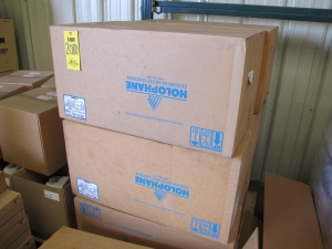 LOT (6) LUMINAIRE, FLOODLIGHT TYPE, PENDANT MOUNTING STYLE, 100 WATT. 16" X 11", WITH PRISMATIC LENS (W-44) LOADING & HANDLING FEE $15-